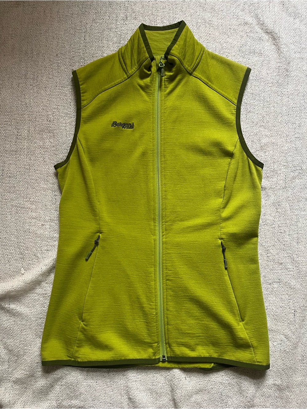 Bergans Lime Green Fleece Vest - Sleeveless Zip Front